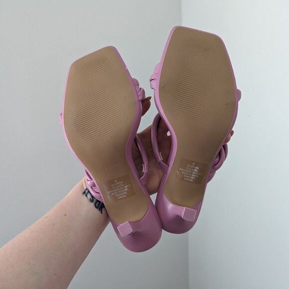 NWOT Express mauve pink strappy braided twist low heel mule sandals shoes - Picture 3 of 5